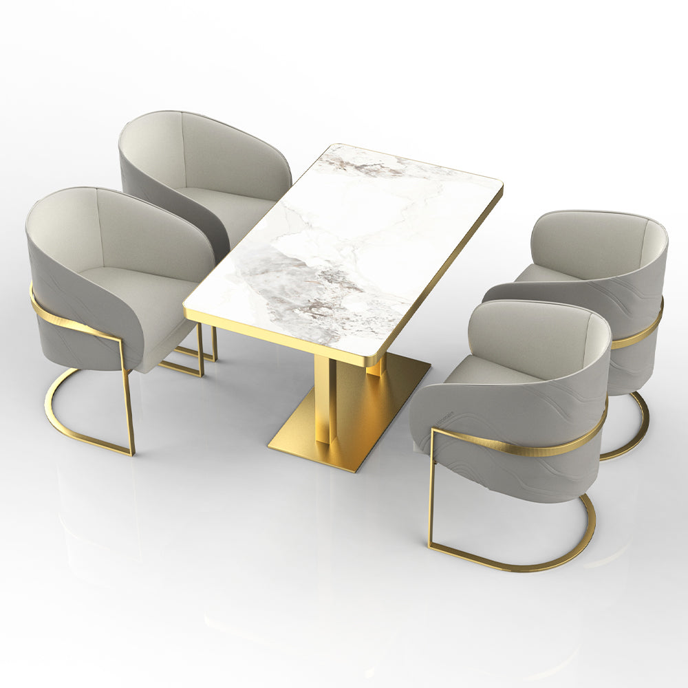 HUALIN Restaurant luxury sintered stone dining table with comfortable chairs, customizable material, color and size