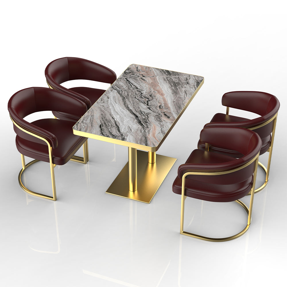 HUALIN Restaurant luxury sintered stone dining table with comfortable chairs, customizable material, color and size