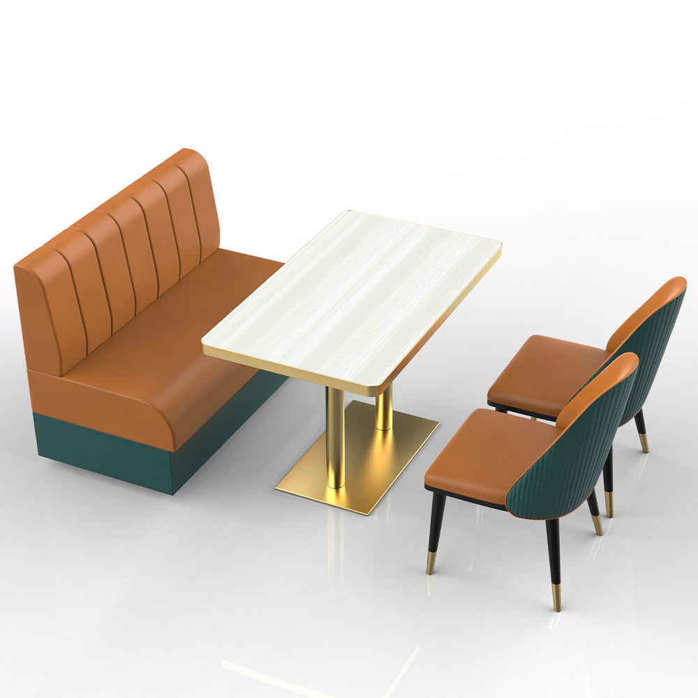 HUALIN Restaurant luxury sintered stone marble dining table chairs comfortable booths, material size color batch customization
