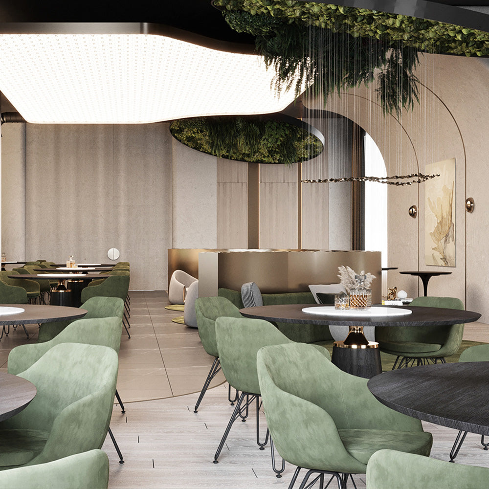 HUALIN Luxurious sintered stone dining tables, solid wood dining tables, dining chairs and comfortable booths. Customizable materials, colors and sizes