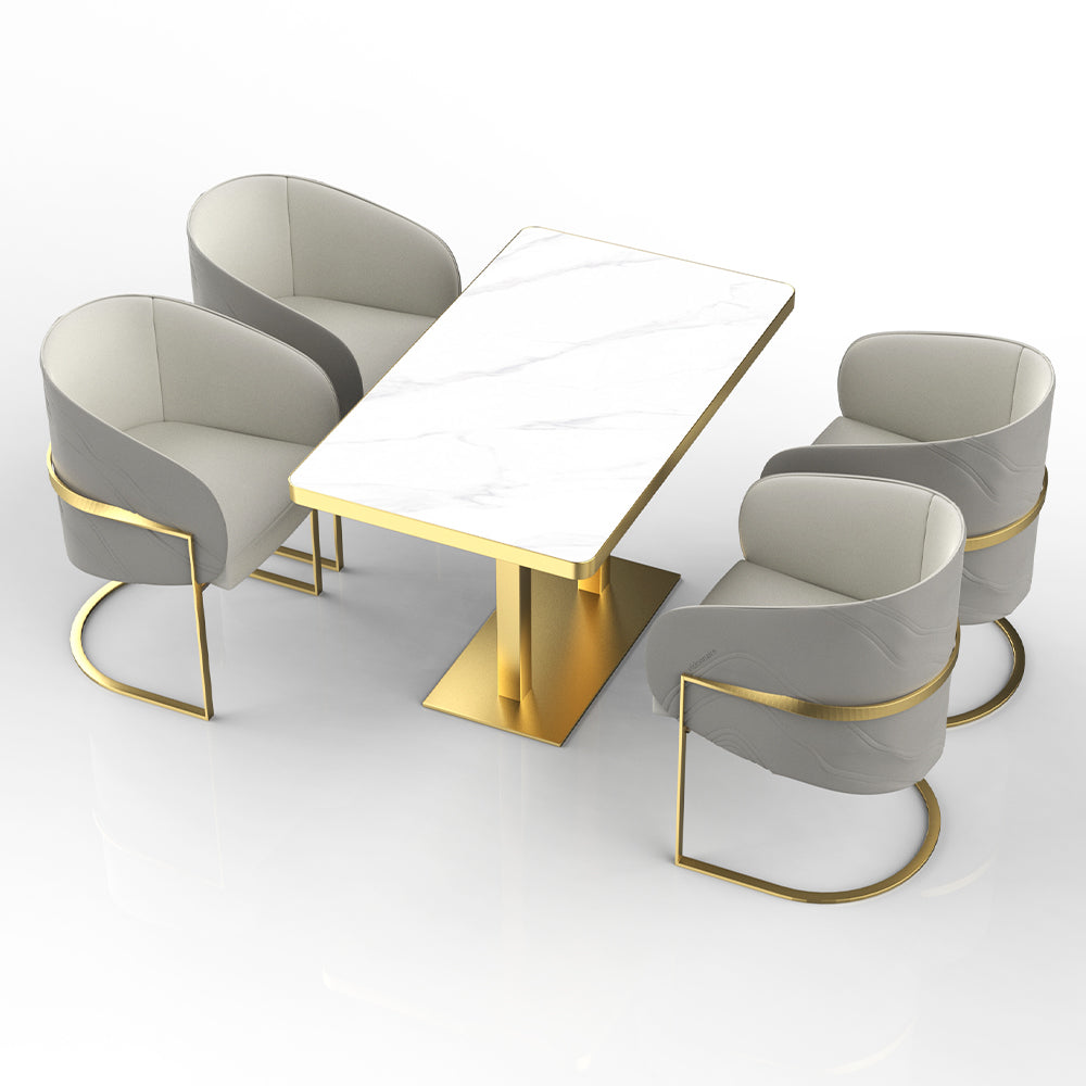 HUALIN Restaurant luxury sintered stone dining table with comfortable chairs, customizable material, color and size