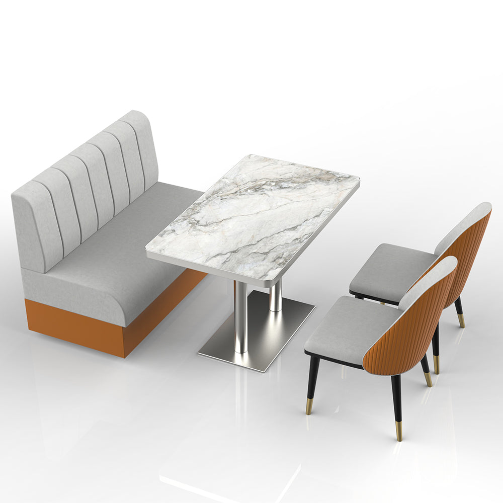 HUALIN Restaurant luxury sintered stone marble dining table chairs comfortable booths, material size color batch customization