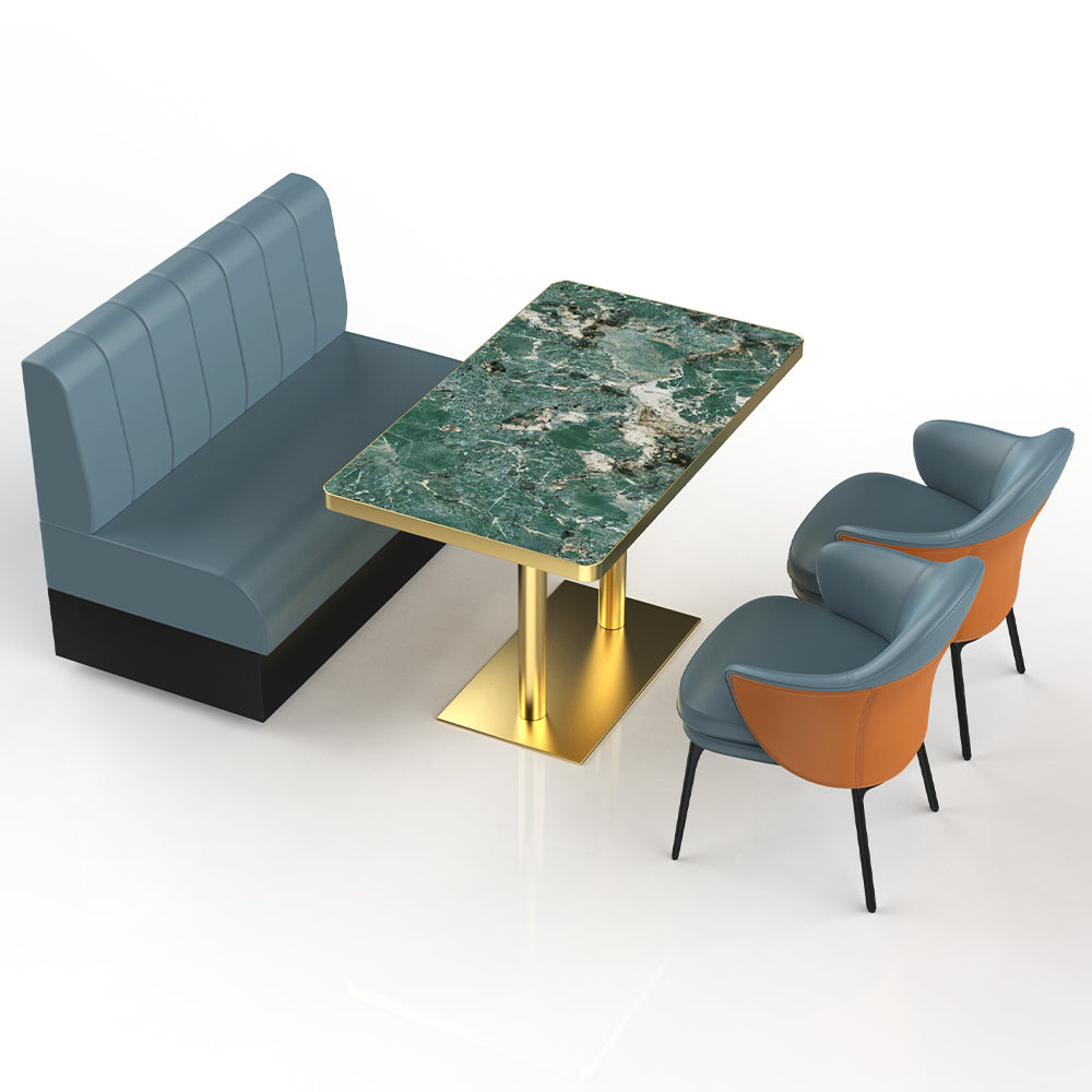 HUALIN Restaurant Luxury Sintered Stone Ceramic Dining Table And Chair Comfortable Booth