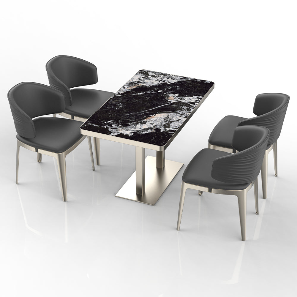 HUALIN Restaurant luxury sintered stone dining table with comfortable chairs, customizable material, color and size