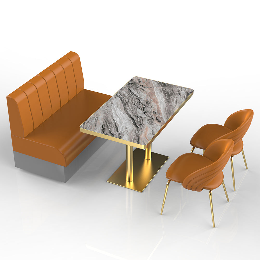 HUALIN Restaurant Luxury Sintered Stone Ceramic Dining Table And Chair Comfortable Booth