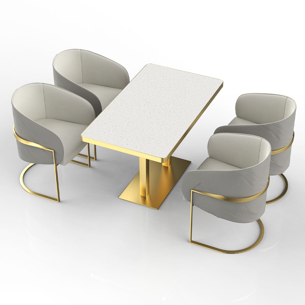 HUALIN Restaurant luxury sintered stone dining table with comfortable chairs, customizable material, color and size