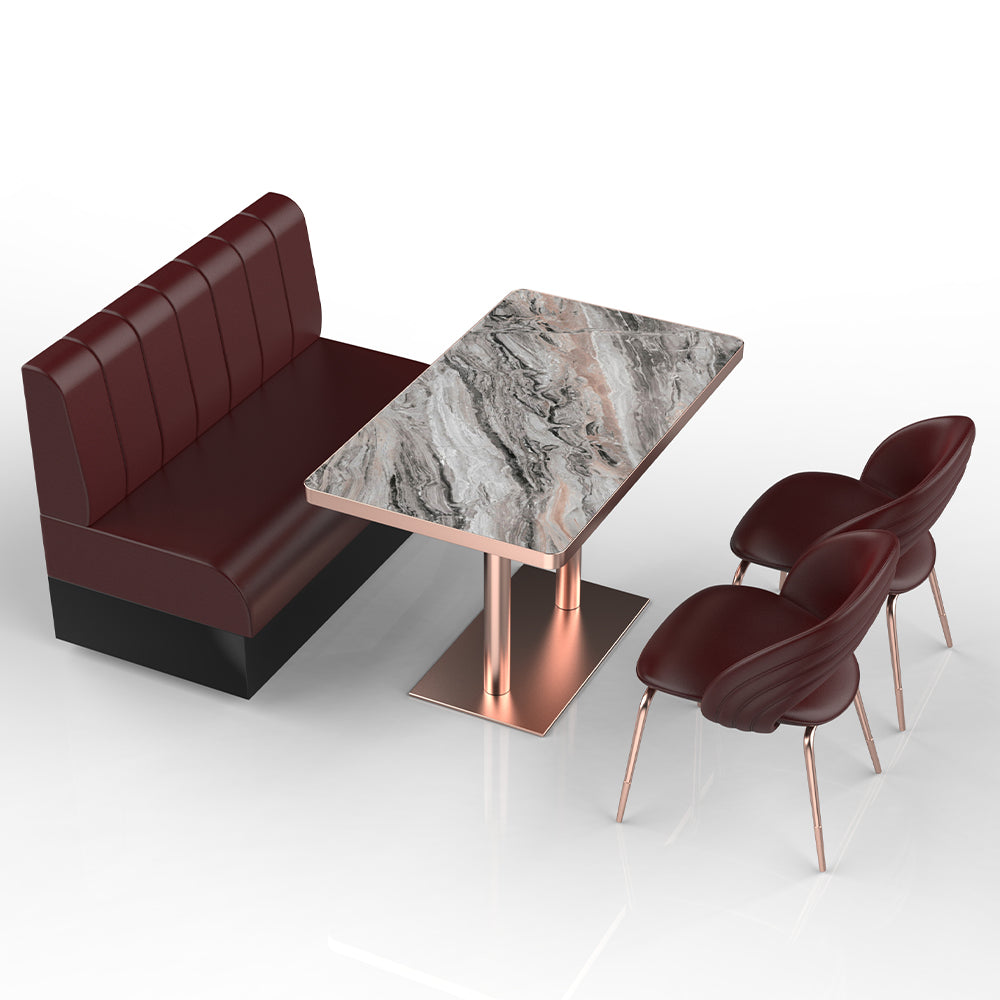 HUALIN Restaurant Luxury Sintered Stone Ceramic Dining Table And Chair Comfortable Booth