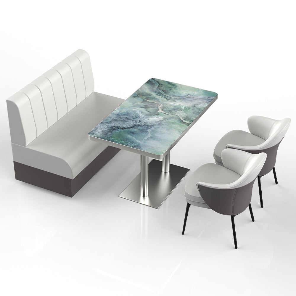 HUALIN Restaurant Luxury Sintered Stone Ceramic Dining Table And Chair Comfortable Booth