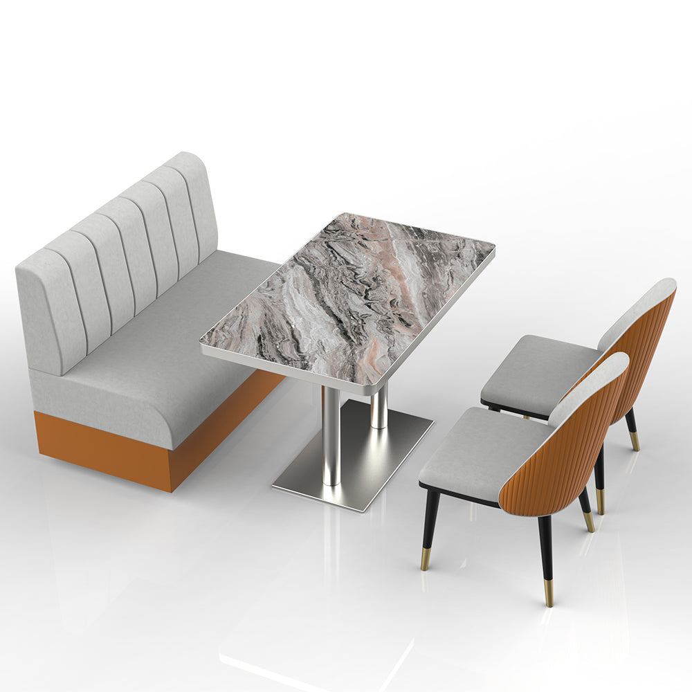 HUALIN Restaurant luxury sintered stone marble dining table chairs comfortable booths, material size color batch customization