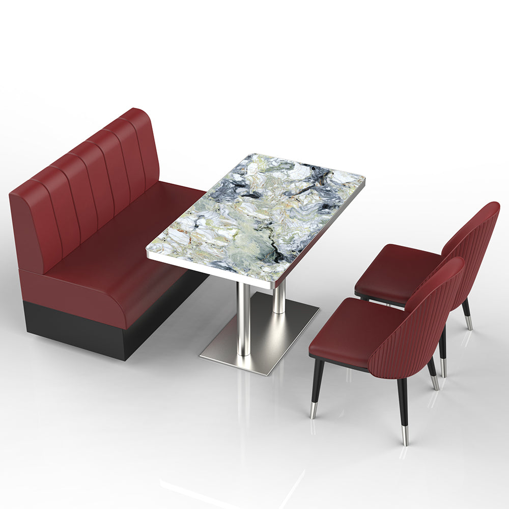 HUALIN Restaurant luxury sintered stone marble dining table chairs comfortable booths, material size color batch customization