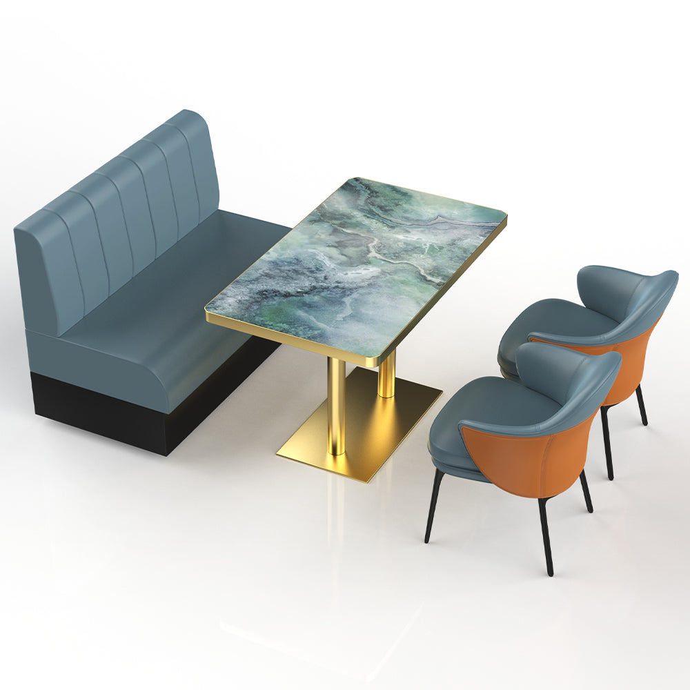 HUALIN Restaurant Luxury Sintered Stone Ceramic Dining Table And Chair Comfortable Booth