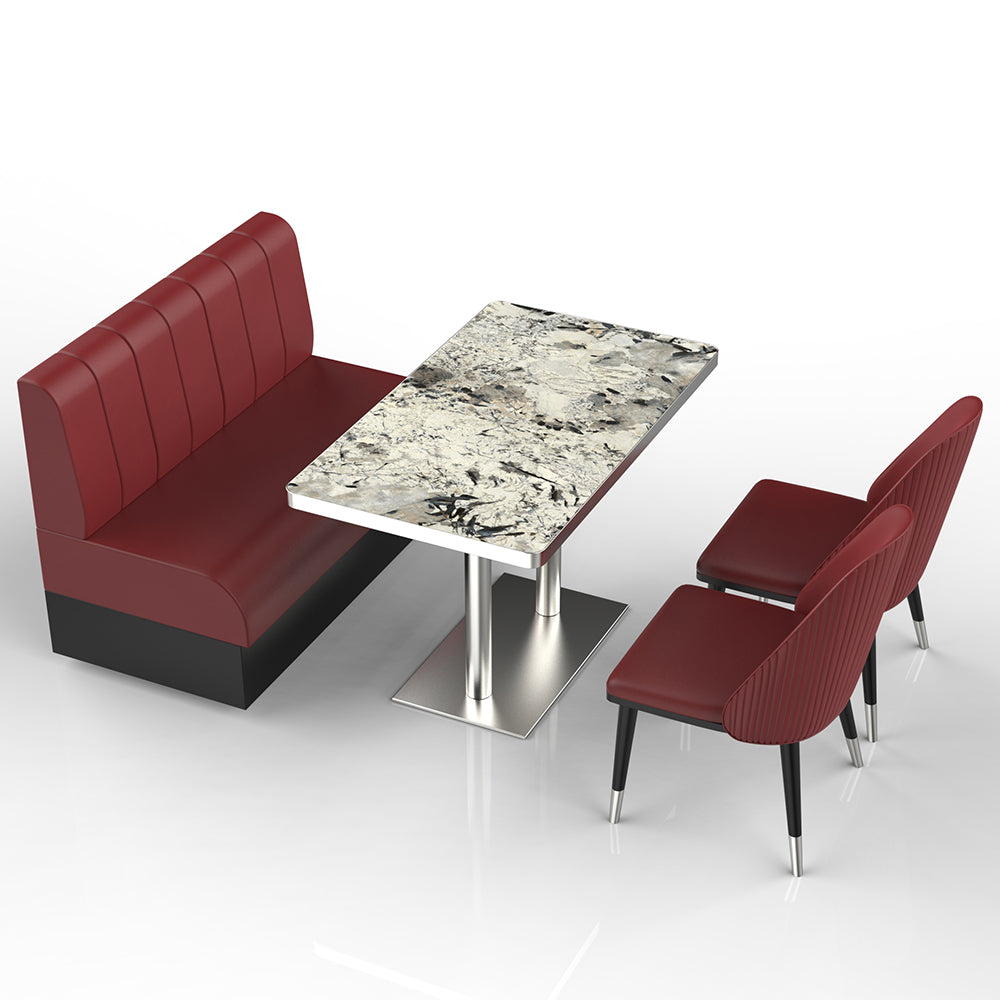 HUALIN Restaurant luxury sintered stone marble dining table chairs comfortable booths, material size color batch customization