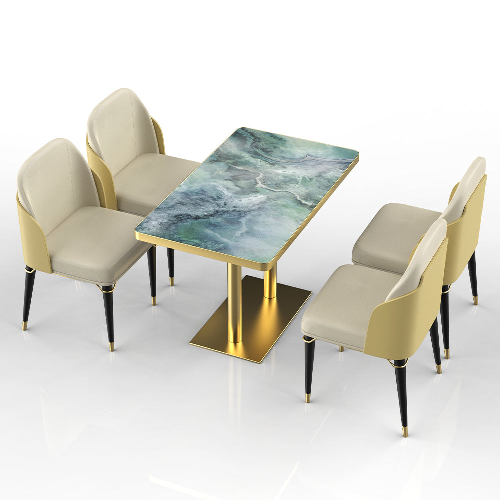 HUALIN Restaurant luxury sintered stone dining table with comfortable chairs, customizable material, color and size