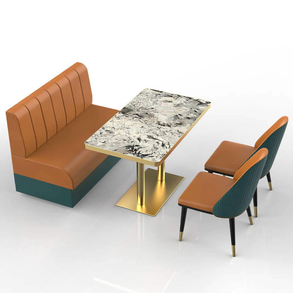 HUALIN Restaurant luxury sintered stone marble dining table chairs comfortable booths, material size color batch customization