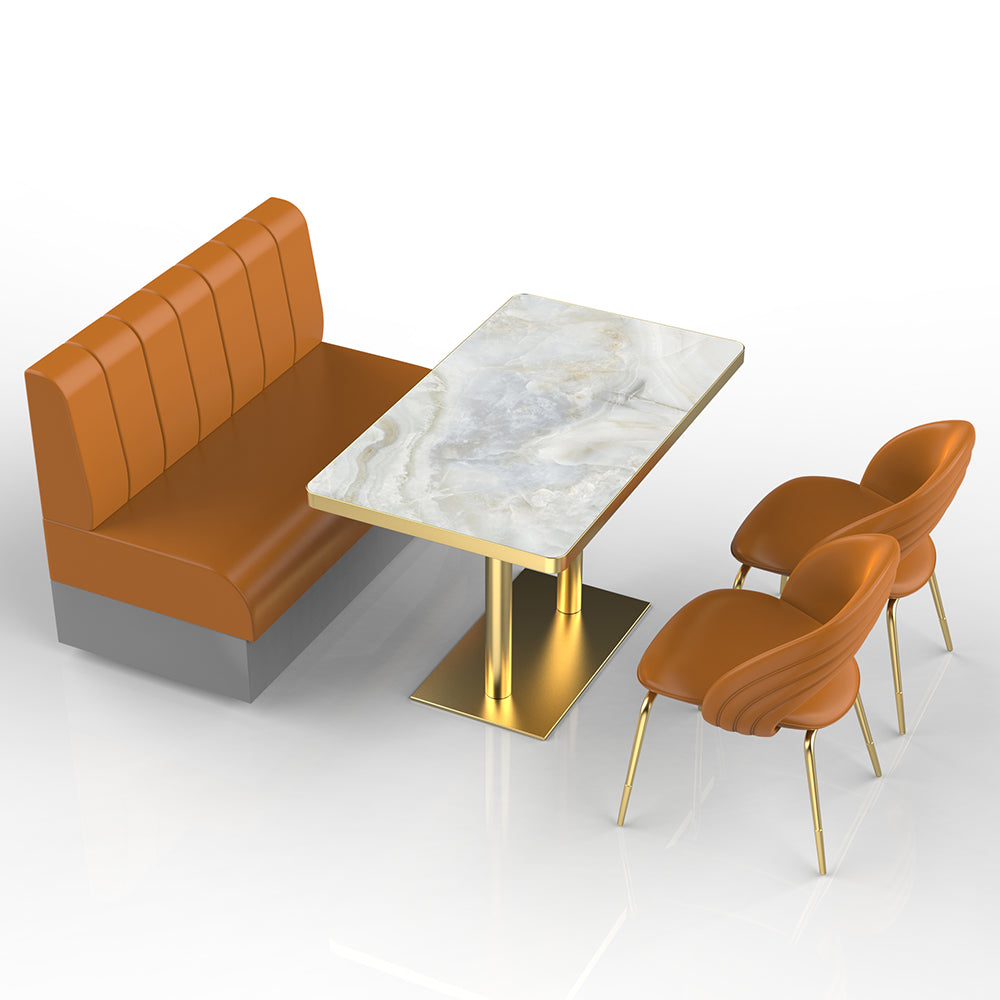 HUALIN Restaurant Luxury Sintered Stone Ceramic Dining Table And Chair Comfortable Booth