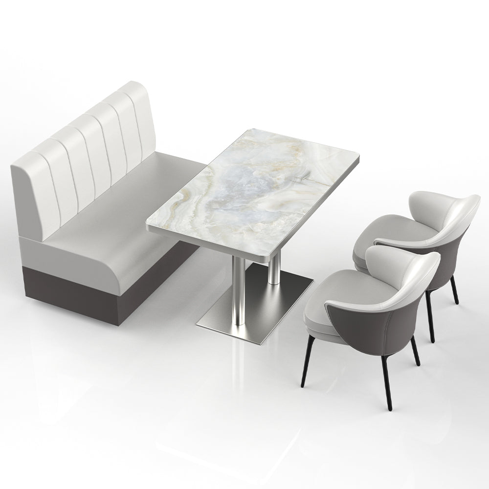 HUALIN Restaurant Luxury Sintered Stone Ceramic Dining Table And Chair Comfortable Booth