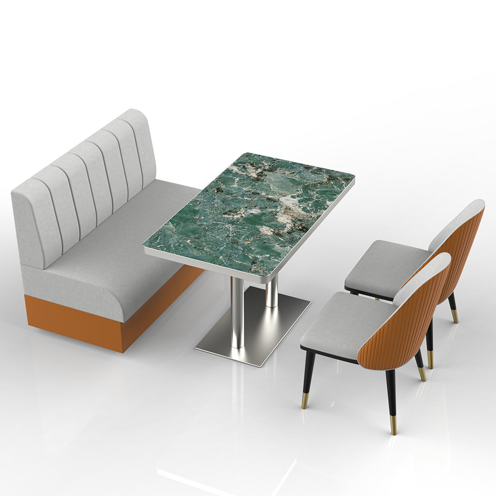 HUALIN Restaurant luxury sintered stone marble dining table chairs comfortable booths, material size color batch customization