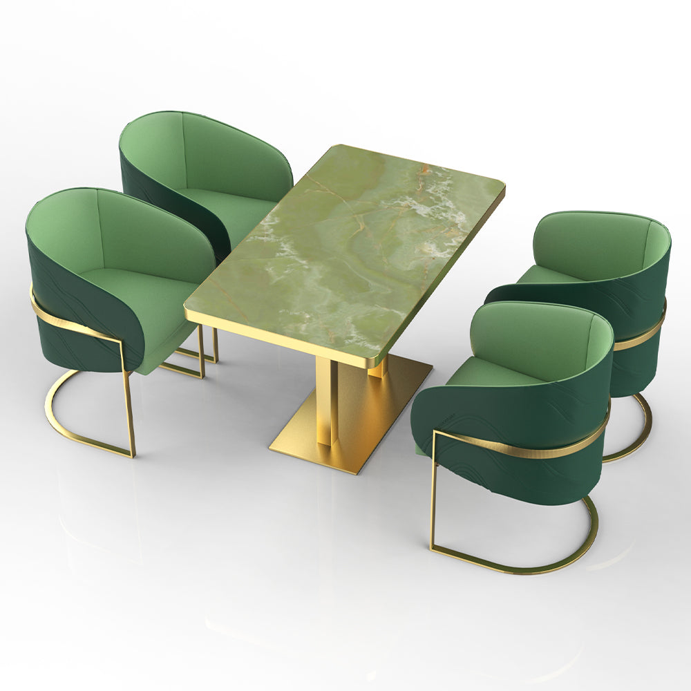 HUALIN Restaurant luxury sintered stone dining table with comfortable chairs, customizable material, color and size