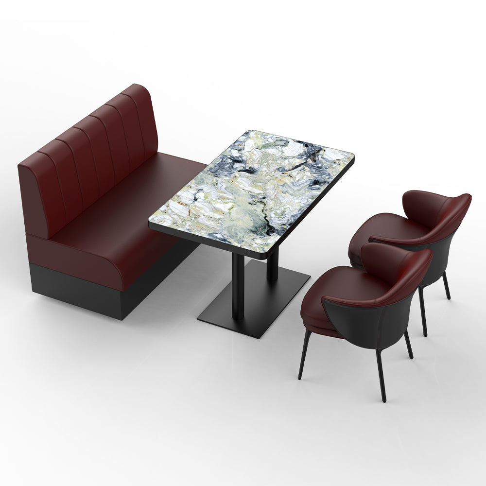 HUALIN Restaurant Luxury Sintered Stone Ceramic Dining Table And Chair Comfortable Booth