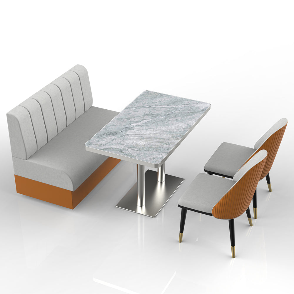 HUALIN Restaurant luxury sintered stone marble dining table chairs comfortable booths, material size color batch customization