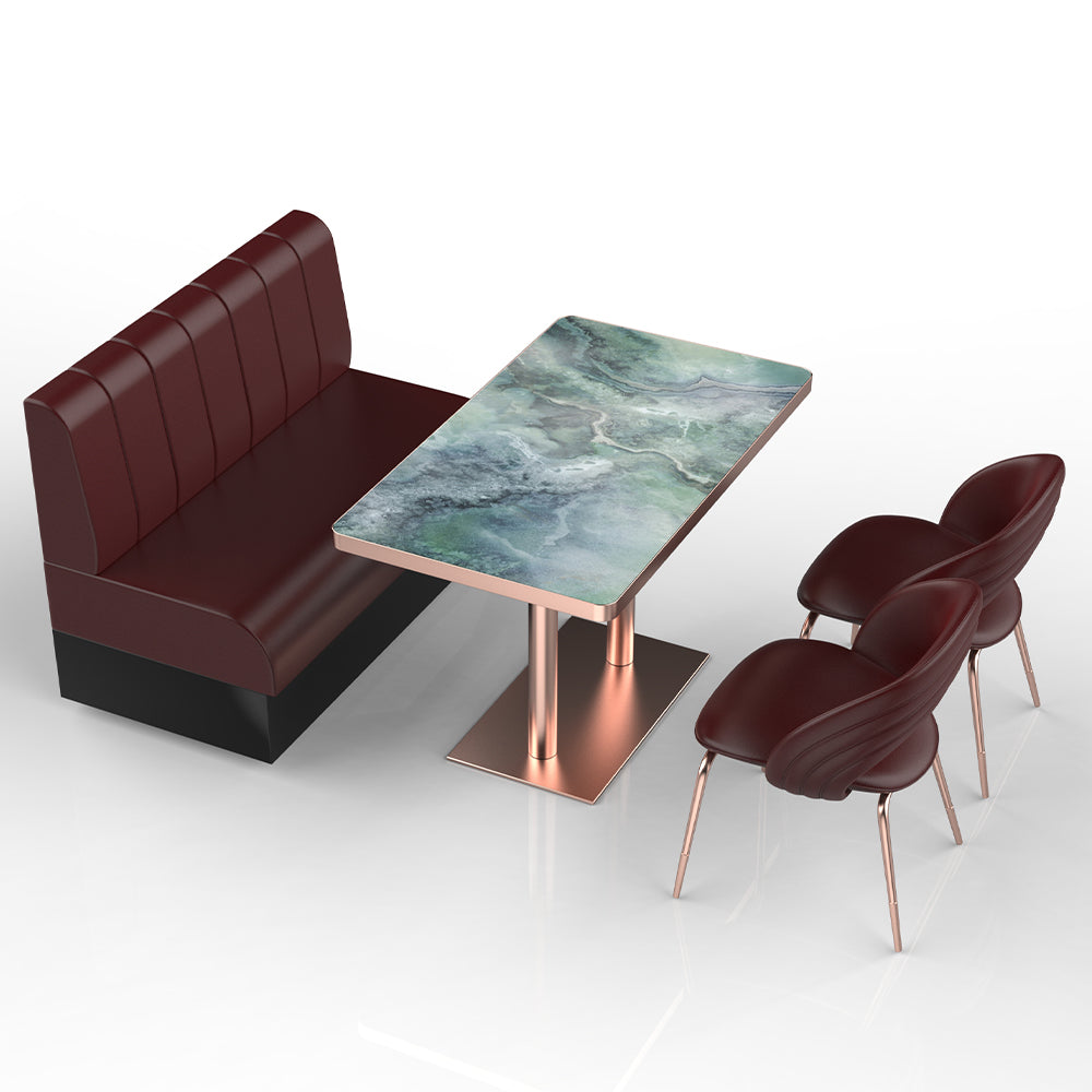 HUALIN Restaurant Luxury Sintered Stone Ceramic Dining Table And Chair Comfortable Booth