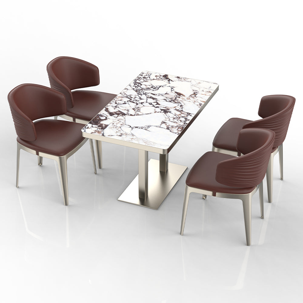 HUALIN Restaurant luxury sintered stone dining table with comfortable chairs, customizable material, color and size