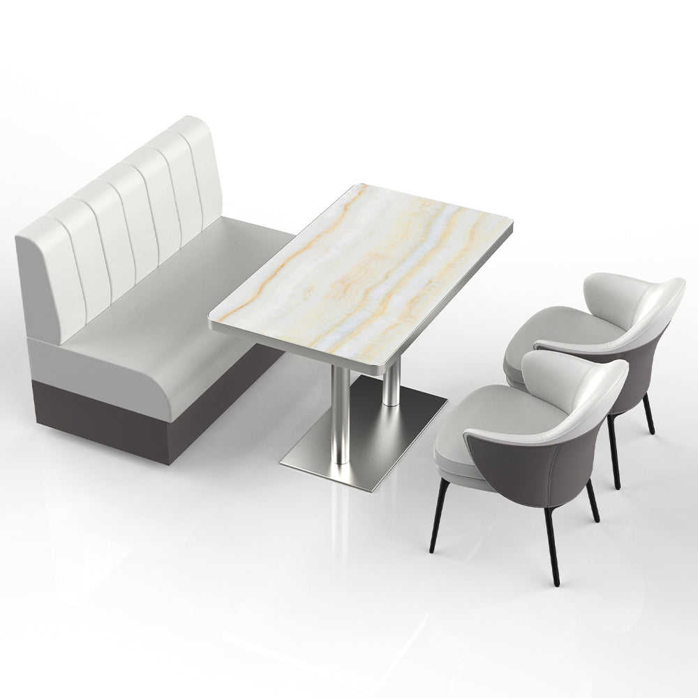 HUALIN Restaurant Luxury Sintered Stone Ceramic Dining Table And Chair Comfortable Booth