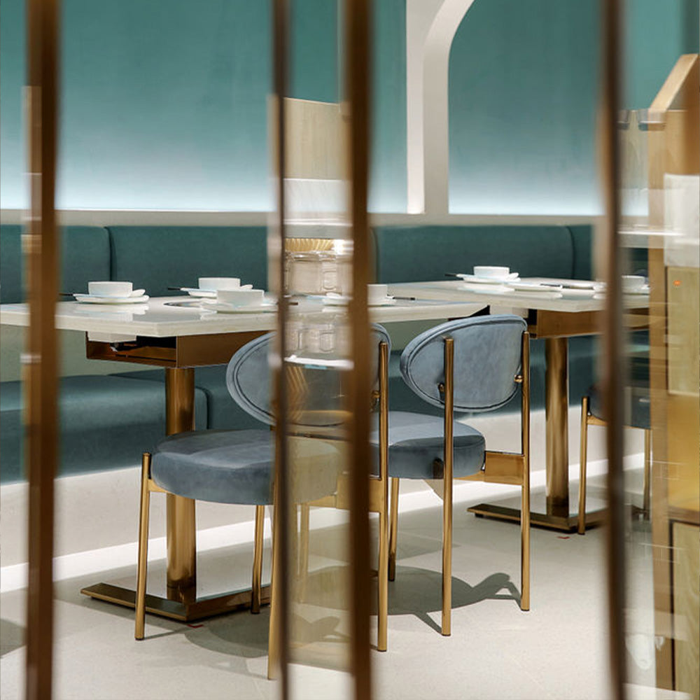 HUALIN Luxurious sintered stone dining tables, solid wood dining tables, dining chairs and comfortable booths. Customizable materials, colors and sizes