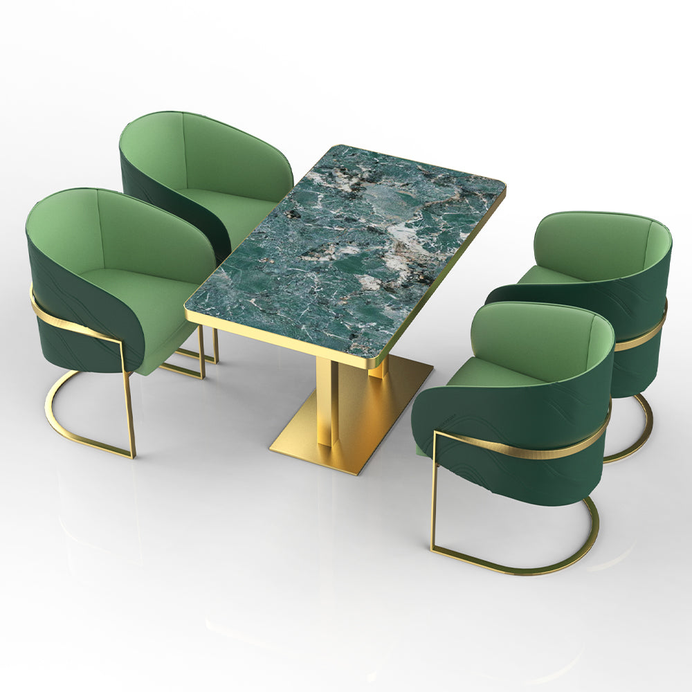 HUALIN Restaurant luxury sintered stone dining table with comfortable chairs, customizable material, color and size
