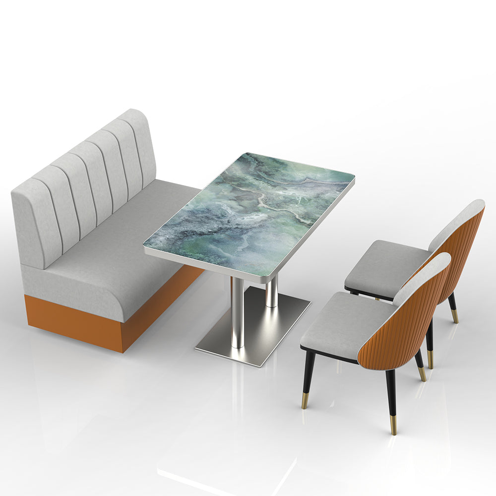HUALIN Restaurant luxury sintered stone marble dining table chairs comfortable booths, material size color batch customization