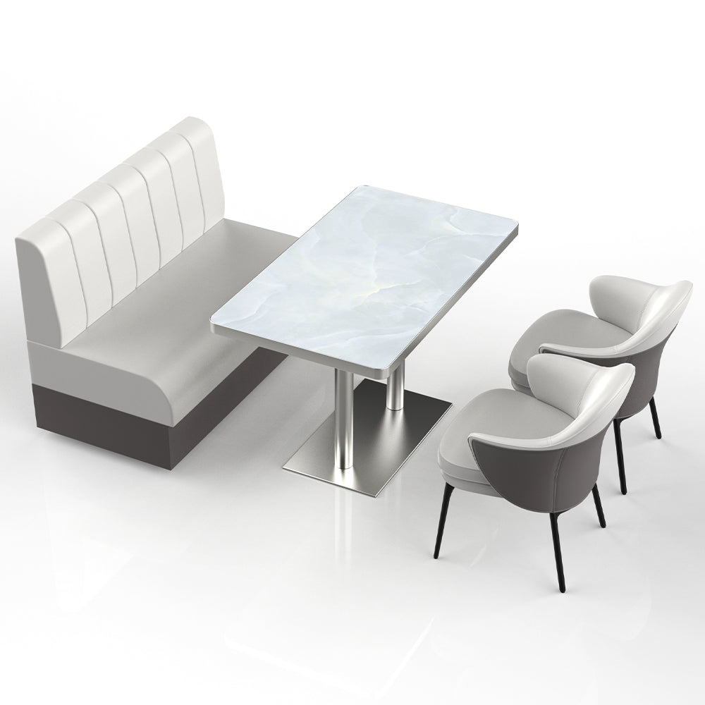 HUALIN Restaurant Luxury Sintered Stone Ceramic Dining Table And Chair Comfortable Booth