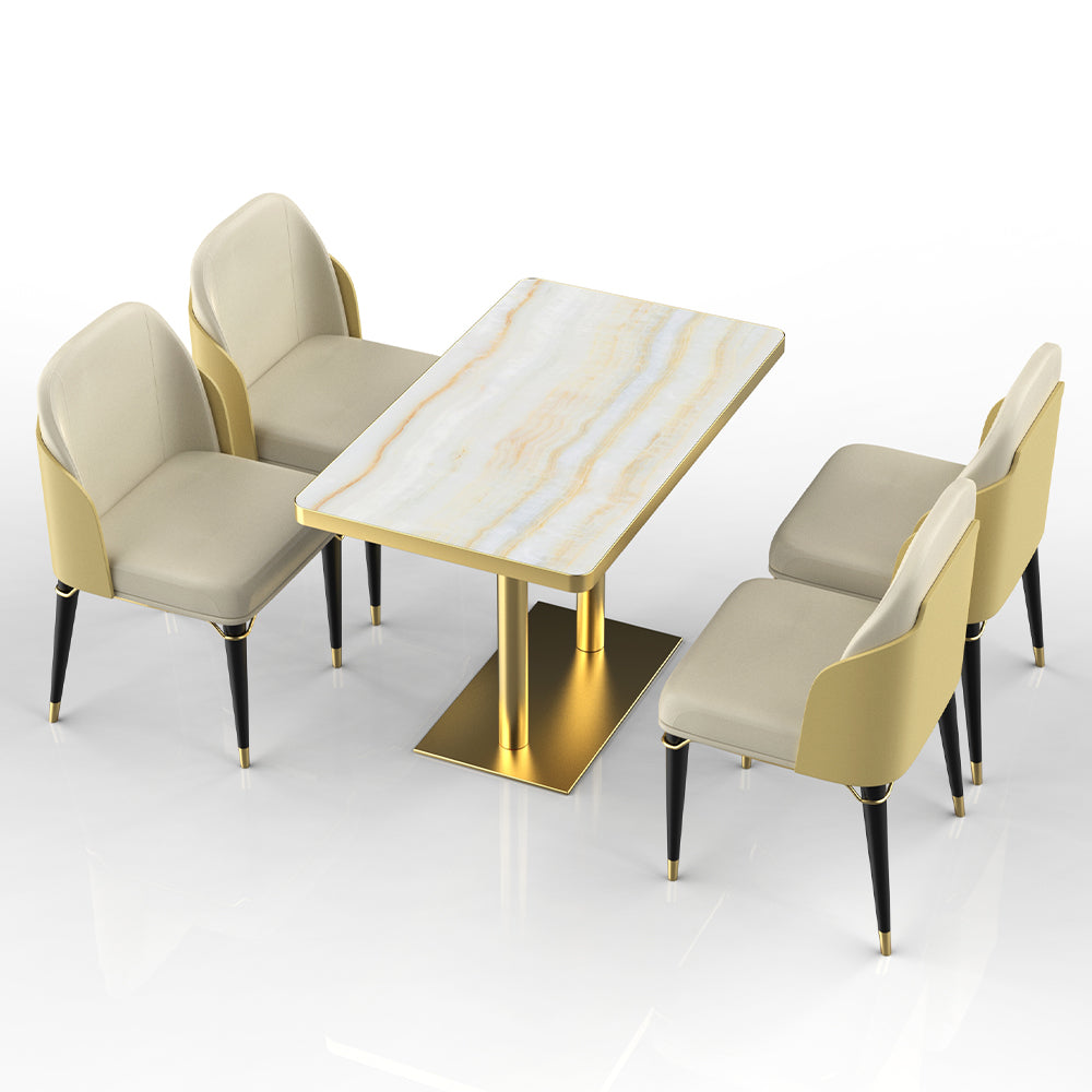 HUALIN Restaurant luxury sintered stone dining table with comfortable chairs, customizable material, color and size