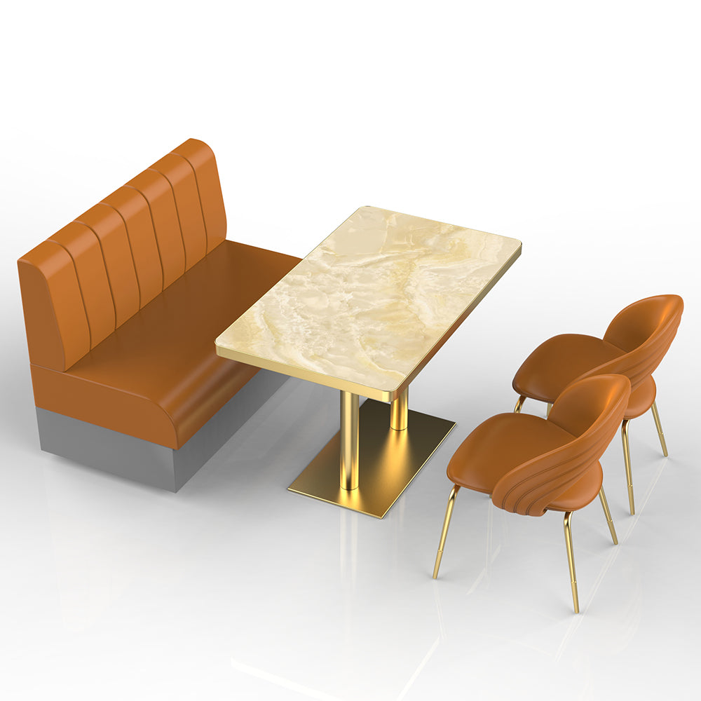 HUALIN Restaurant Luxury Sintered Stone Ceramic Dining Table And Chair Comfortable Booth