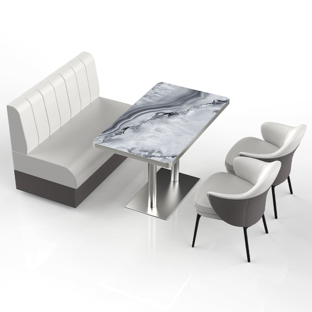 HUALIN Restaurant Luxury Sintered Stone Ceramic Dining Table And Chair Comfortable Booth