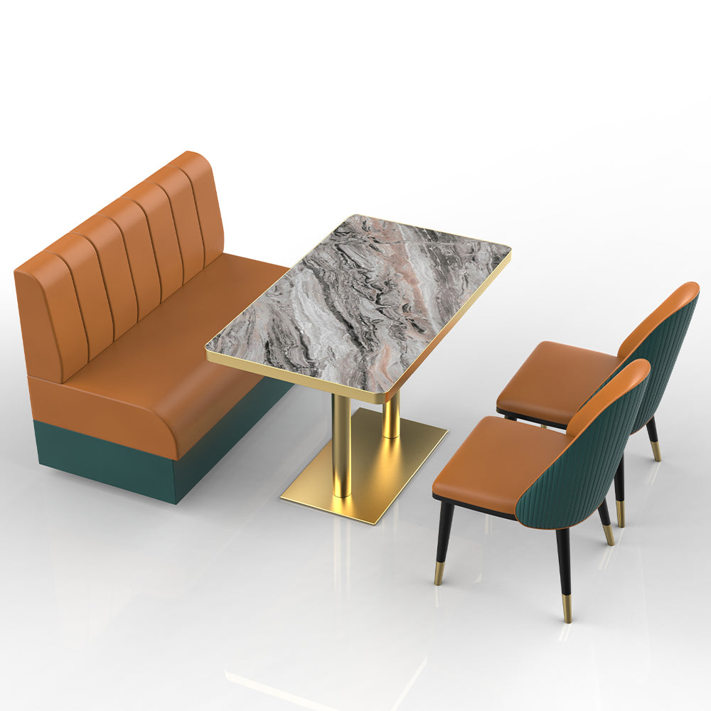 HUALIN Restaurant luxury sintered stone marble dining table chairs comfortable booths, material size color batch customization