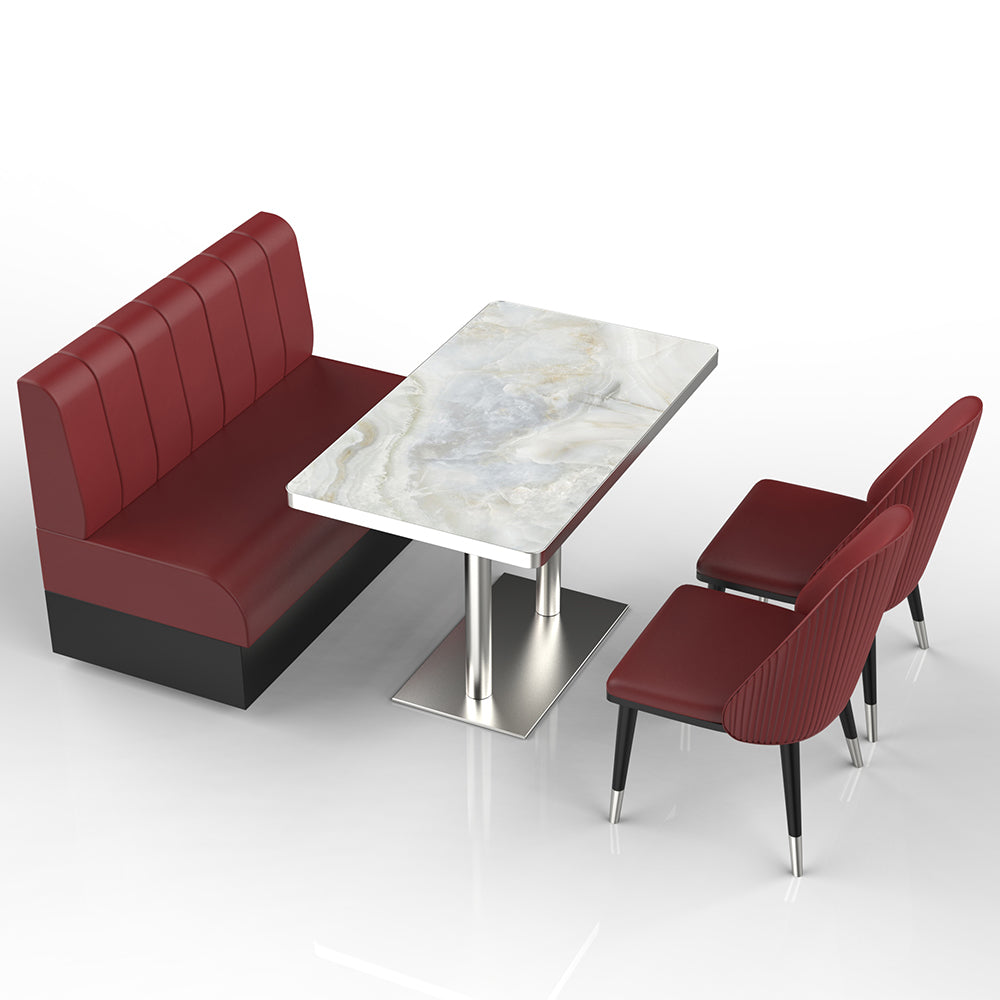 HUALIN Restaurant luxury sintered stone marble dining table chairs comfortable booths, material size color batch customization