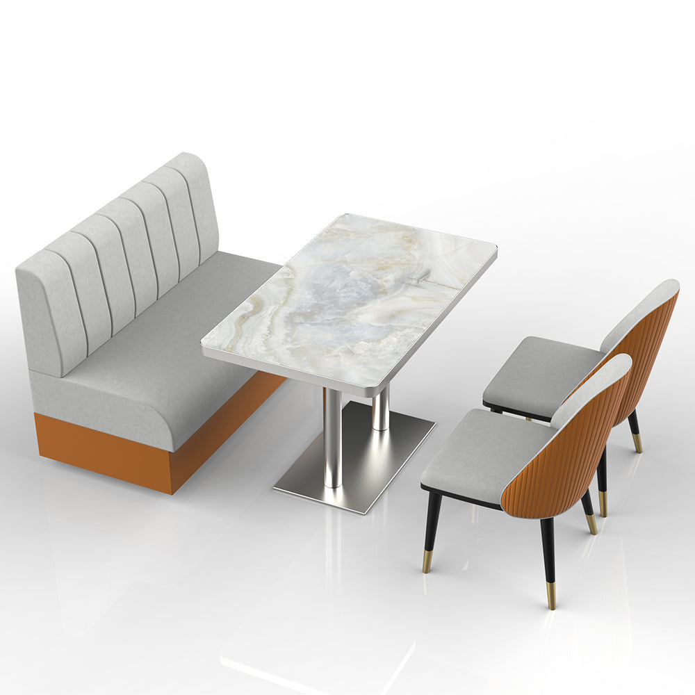 HUALIN Restaurant luxury sintered stone marble dining table chairs comfortable booths, material size color batch customization