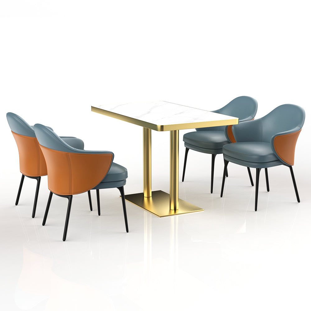 HUALIN Restaurant Luxury Sintered Stone Ceramic Dining Table And Chair Comfortable Booth