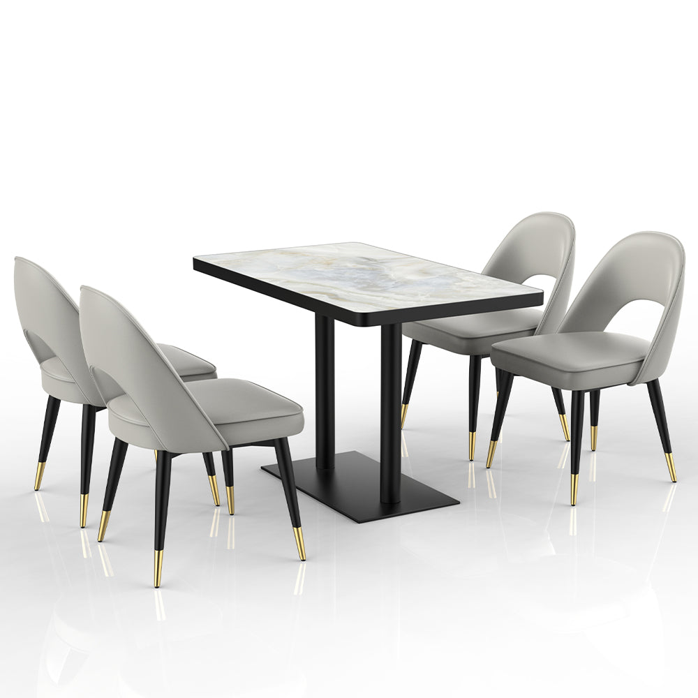 HUALIN Restaurant luxury sintered stone marble dining table chairs comfortable booths, material size color batch customization