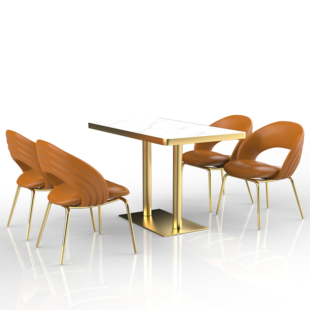 HUALIN Restaurant Luxury Sintered Stone Ceramic Dining Table And Chair Comfortable Booth