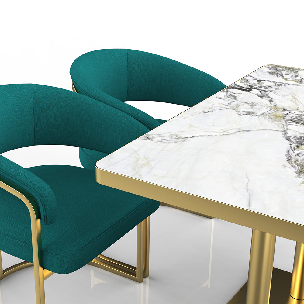 HUALIN Restaurant luxury sintered stone dining table with comfortable chairs, customizable material, color and size