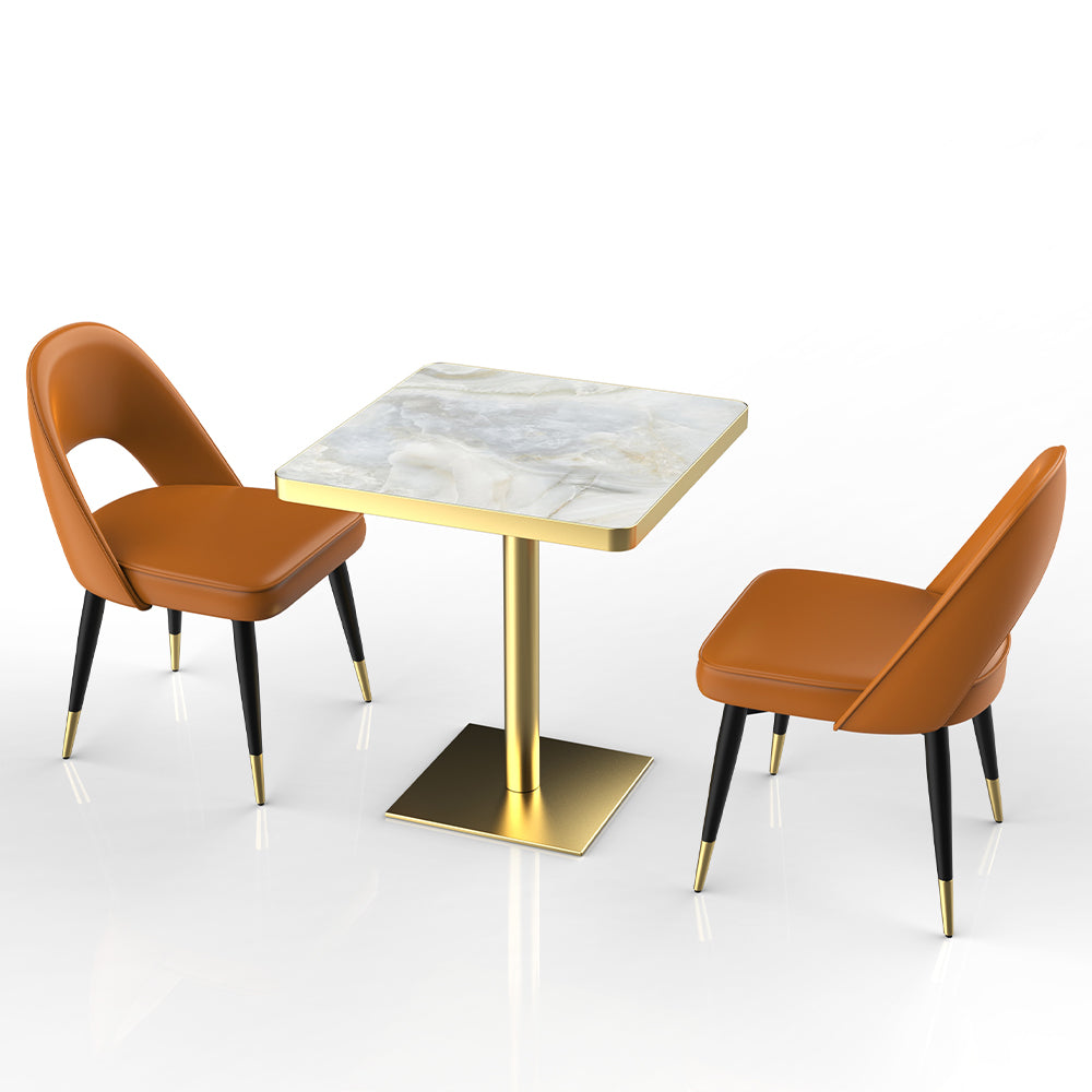 HUALIN Restaurant Luxury Sintered Stone Ceramic Dining Table And Chair Comfortable Booth