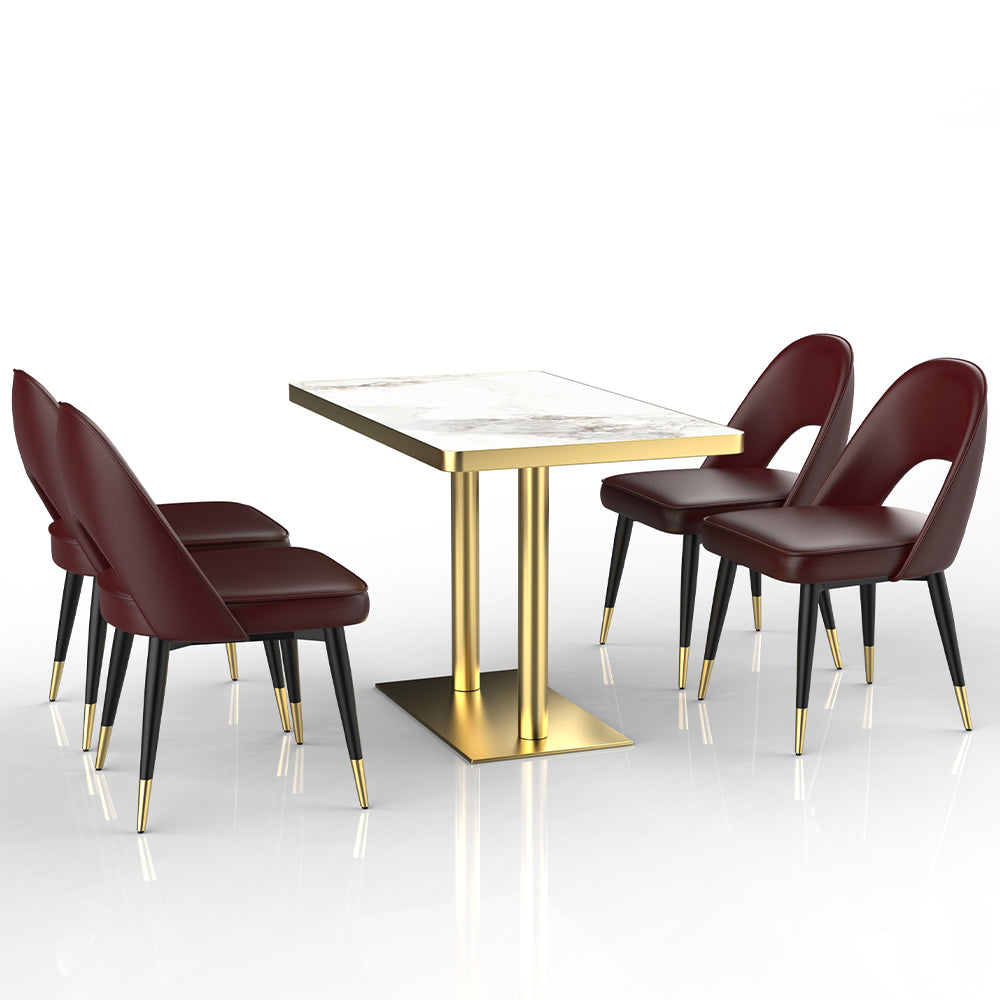 HUALIN Restaurant luxury sintered stone marble dining table chairs comfortable booths, material size color batch customization
