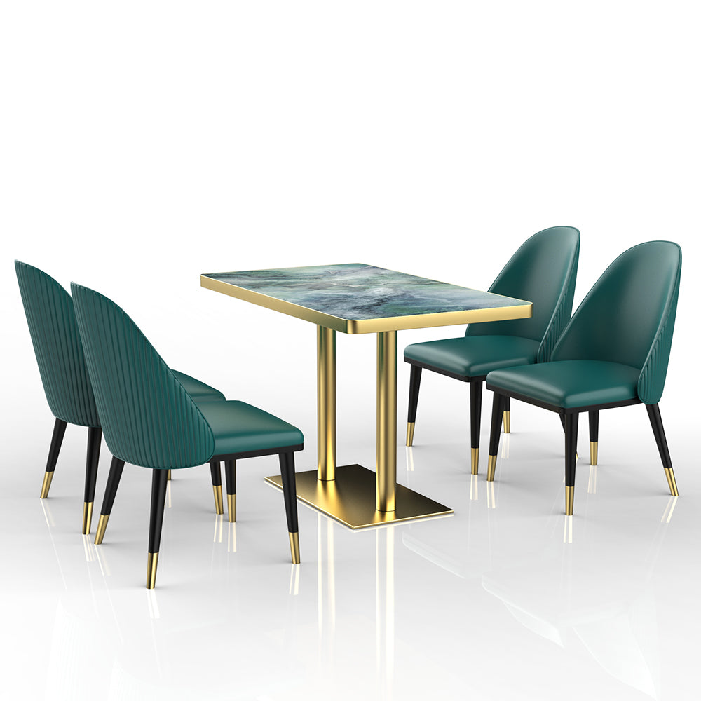 HUALIN Restaurant Luxury Sintered Stone Ceramic Dining Table And Chair Comfortable Booth