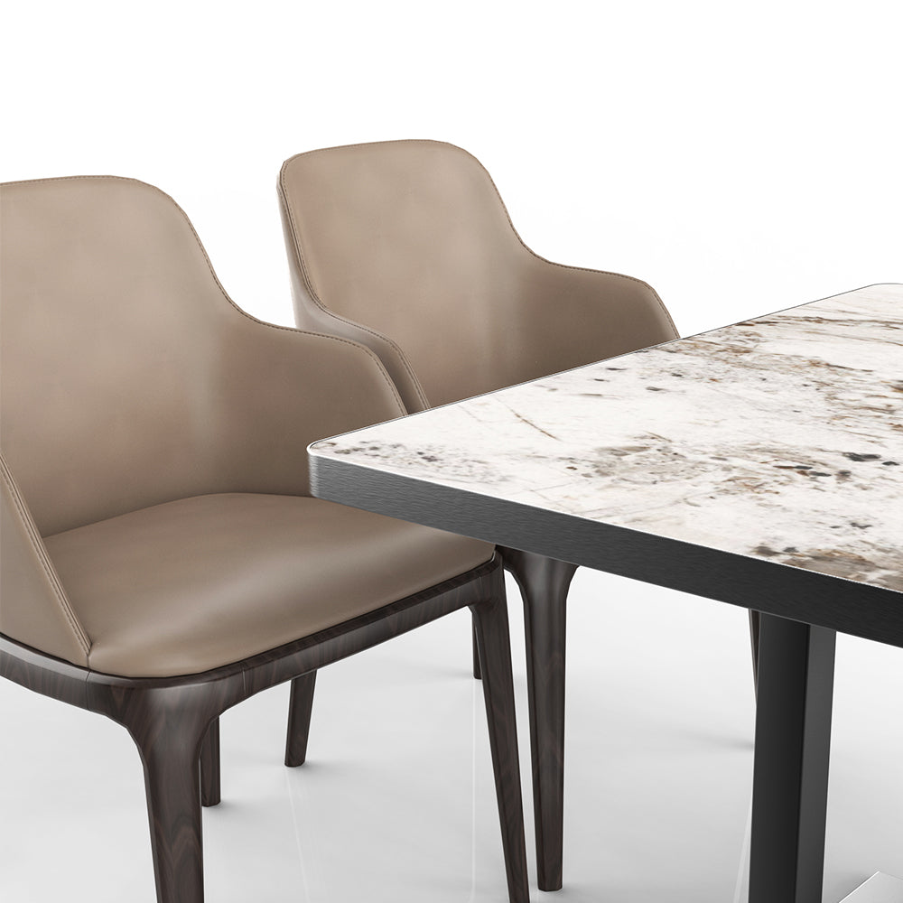 HUALIN Restaurant luxury sintered stone ceramic dining table with comfortable chair