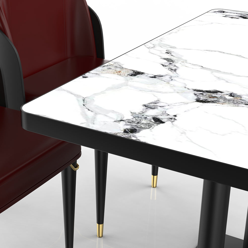 HUALIN Restaurant luxury sintered stone dining table with comfortable chairs, customizable material, color and size