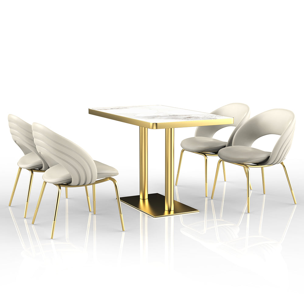 HUALIN Restaurant Luxury Sintered Stone Ceramic Dining Table And Chair Comfortable Booth