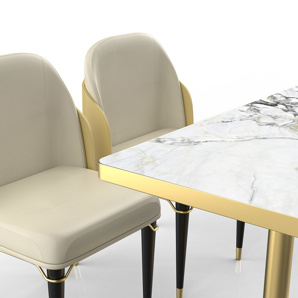 HUALIN Restaurant luxury sintered stone dining table with comfortable chairs, customizable material, color and size