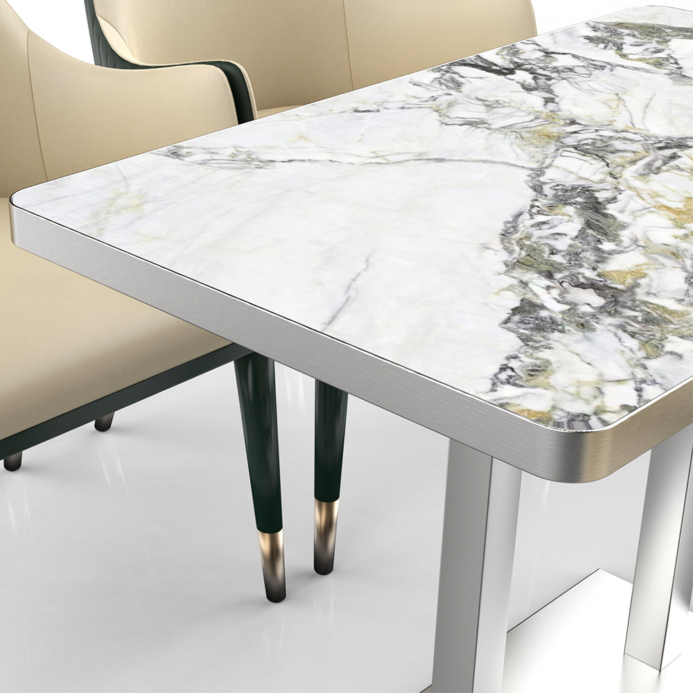 HUALIN Restaurant luxury sintered stone dining table with comfortable chairs, customizable material, color and size