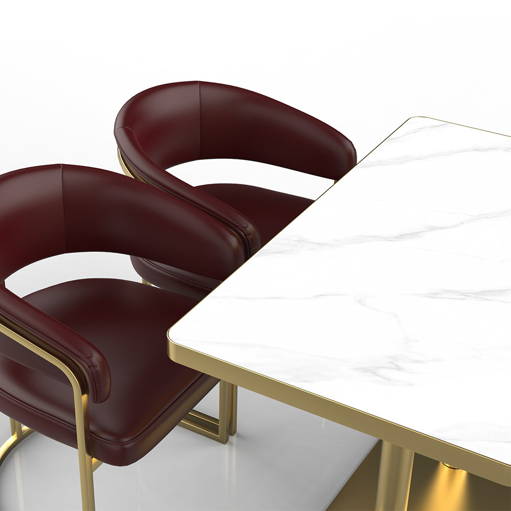 HUALIN Restaurant luxury sintered stone dining table with comfortable chairs, customizable material, color and size